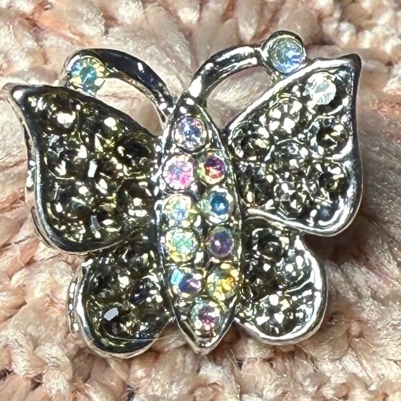 Petite Clear Rhinestone Butterfly Brooch - Picture 4 of 4